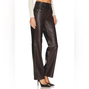Color blocked clarette leather pant